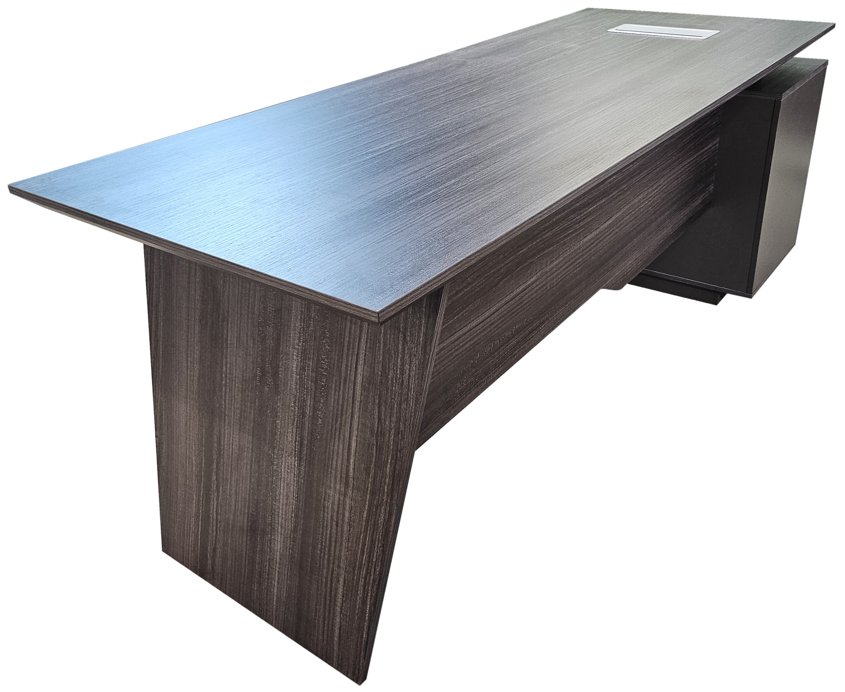 Modern Grey Oak Veneer Straight Executive Office Desk with Built in Pedestal - 1800mm - DG19-S-D18